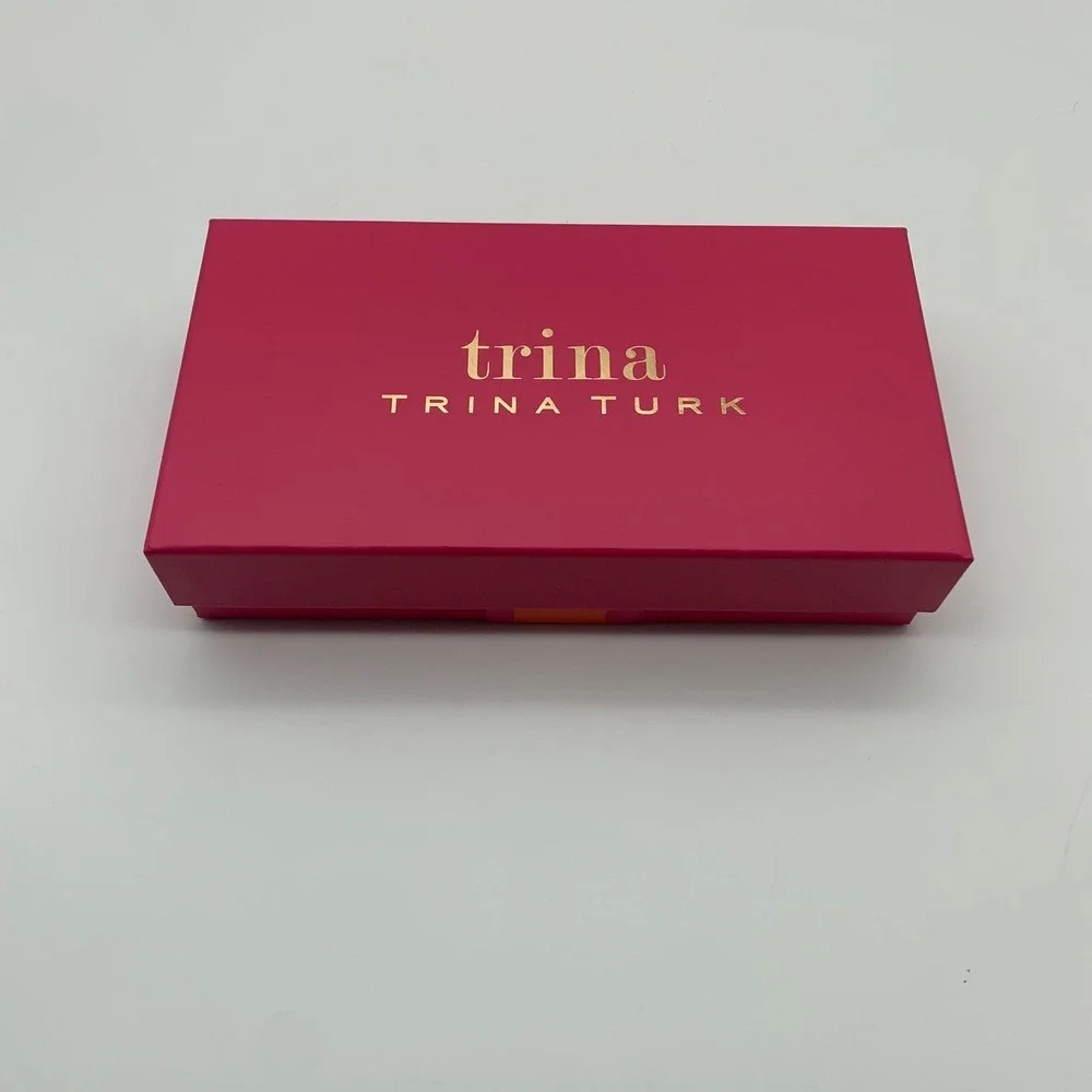 Trina Turk Wallet Womens Black White Croco Embossed Large Zip Around Gift Boxed‎